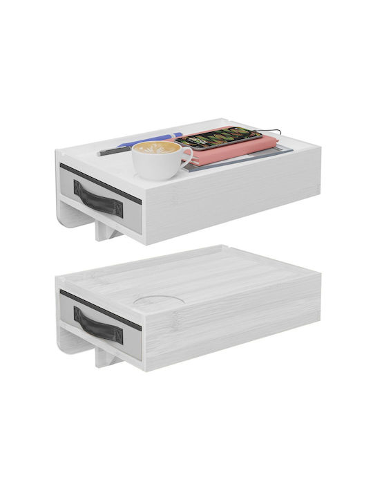 Noptiere Dormitor Din Bambus Albe 2 Buc 26.5x26.5x37cm