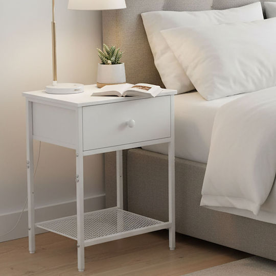 White Wooden Bedside Tables 2 Pieces 55x40x30cm