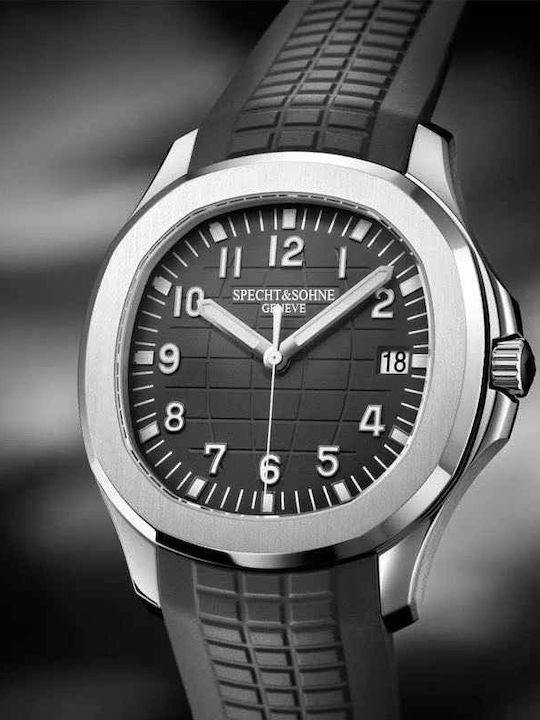 Specht & Sohne Ceas Barbatesc 40mm Automat cu Curea din Cauciuc Roz Auriu