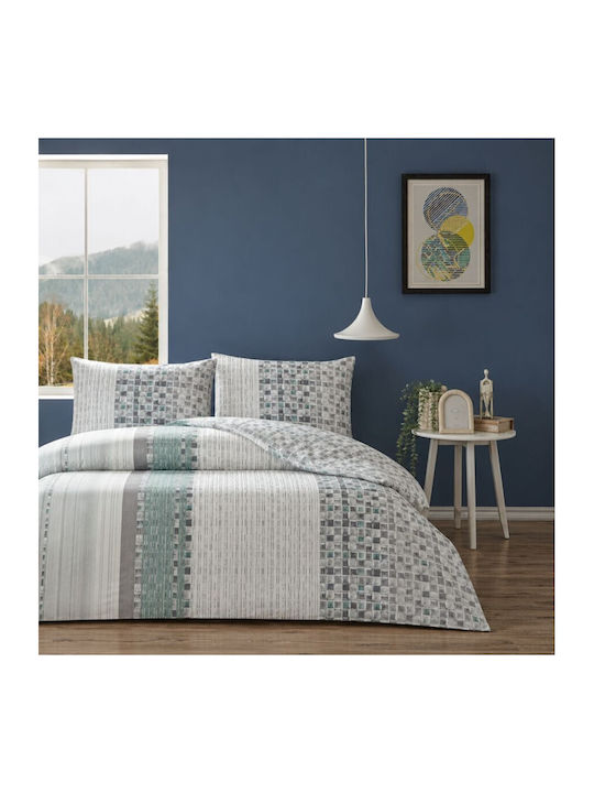 Tac Set Huse Pentru Pilote 200x220cm Dublu Cu 2 Fețe De Pernă Și 1 Cearceaf Gri