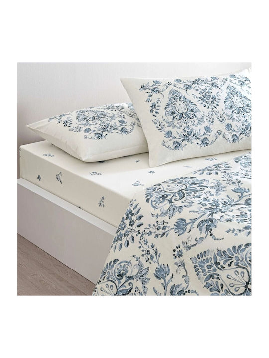 Tac Set Huse Pentru Pilote 200x220cm Dublu Cu 2 Fețe De Pernă & 1 Cearceaf Albastru