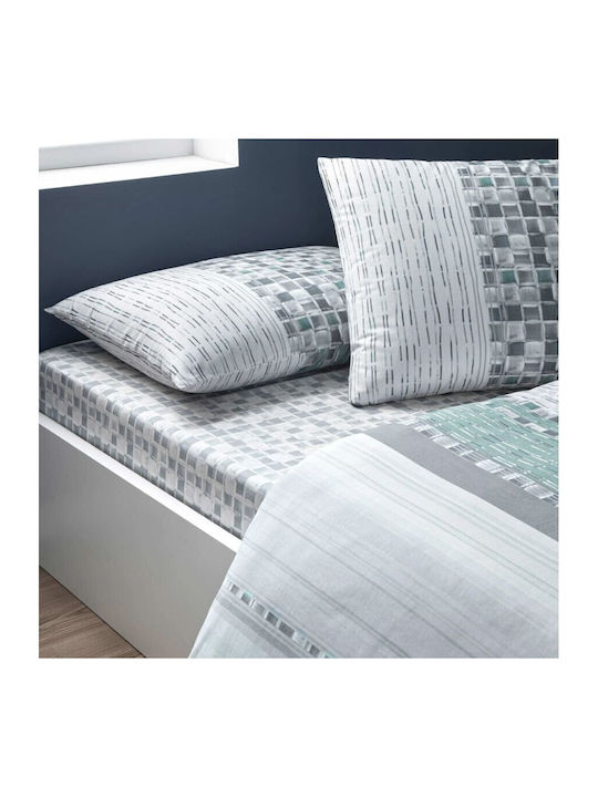 Tac Set Huse Pentru Pilote 200x220cm Dublu Cu 2 Fețe De Pernă Și 1 Cearceaf Gri
