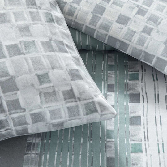Tac Duvet Cover Set 200x220cm Double With 2 Pillowcases & 1 Bed Sheet Gray