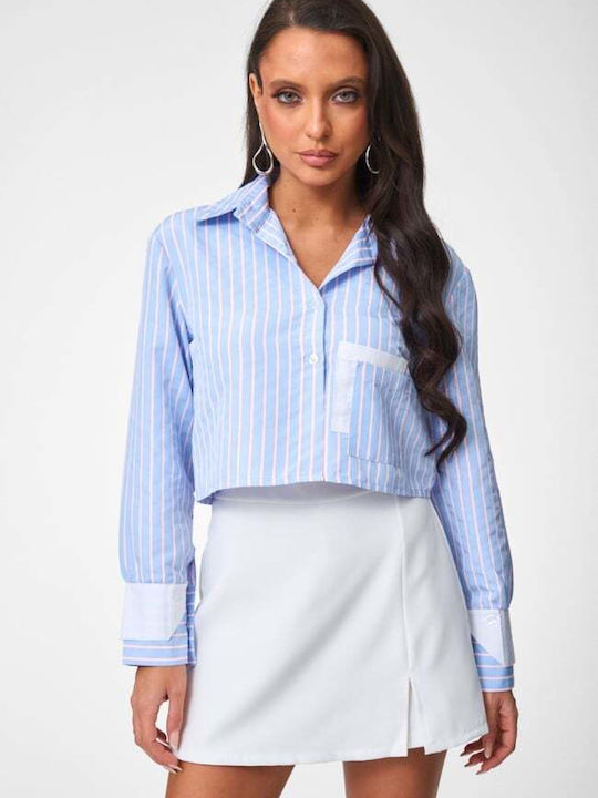 Long Sleeve Women's Shirt Sea Blue Striped
