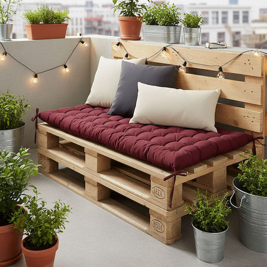 Relaxdays Възглавница за шезлонг с гръб Тъмночервена 70x190см