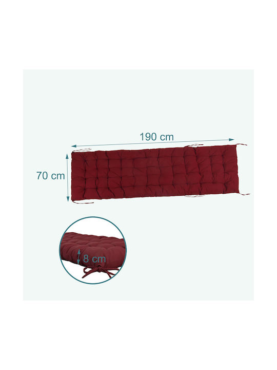 Relaxdays Pernă Pentru Pat De Soare Cu Spătar Roșu Închis 70x190cm