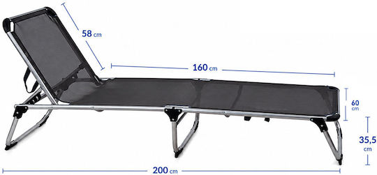 Ankor Beach Sunbed Gray Foldable Aluminum 200x60x35.5cm