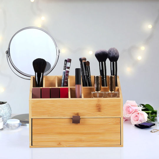 Relaxdays Organizator Cosmetice Cu Separatoare Maro