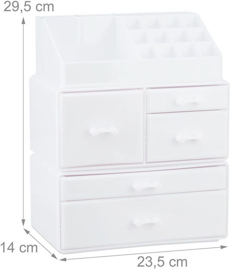 Relaxdays Organizator Cosmetice Cu Sertare Și Separatoare Alb 29.5x23.5x14cm