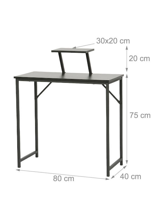 Birou Din Lemn Negru cu Picioare Metalice 80x40x75cm