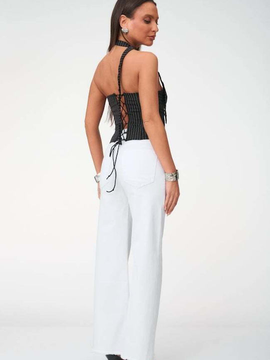 Women's Jean Pants in Wide Leg Style White