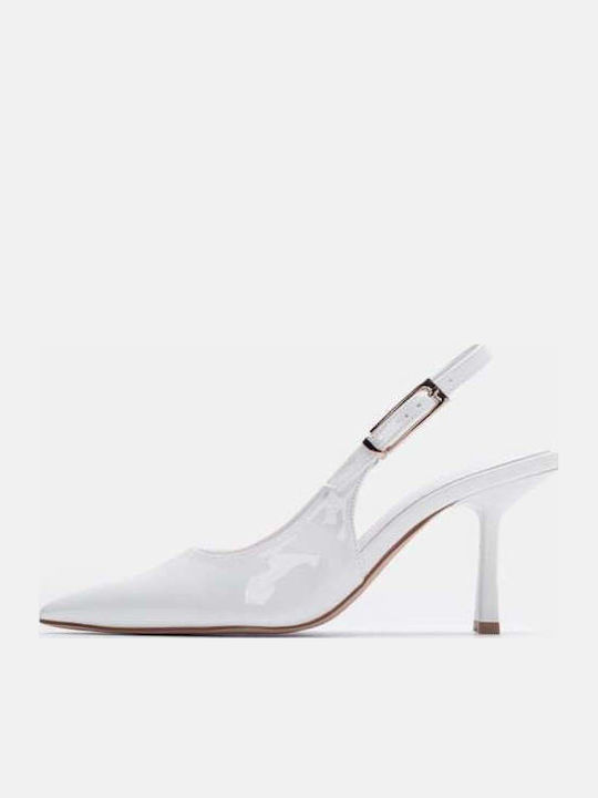 Patent Leather White Heels
