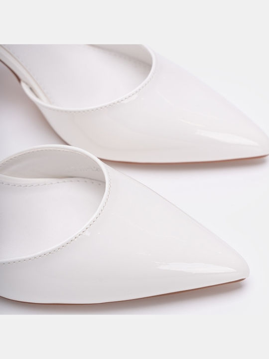 Patent Leather Heels with Strap White