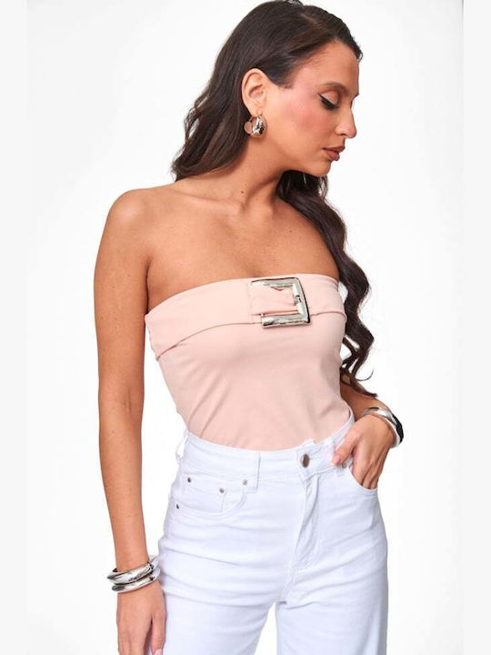 Decoro Damen-Bodysuit Strapless Agrafá Rosa Zart