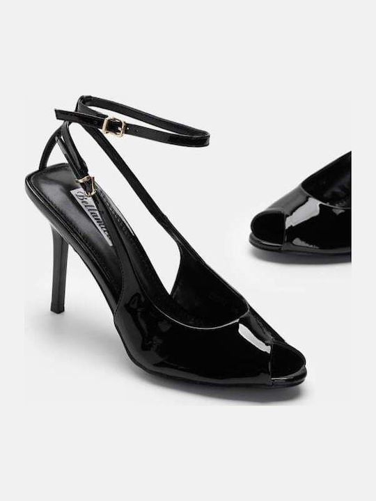 Peep Toe Γόβες με Λουράκι Μαύρες