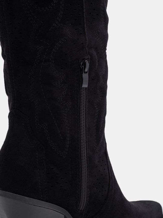 Wildleder Damenstiefel Cowboy Schwarz