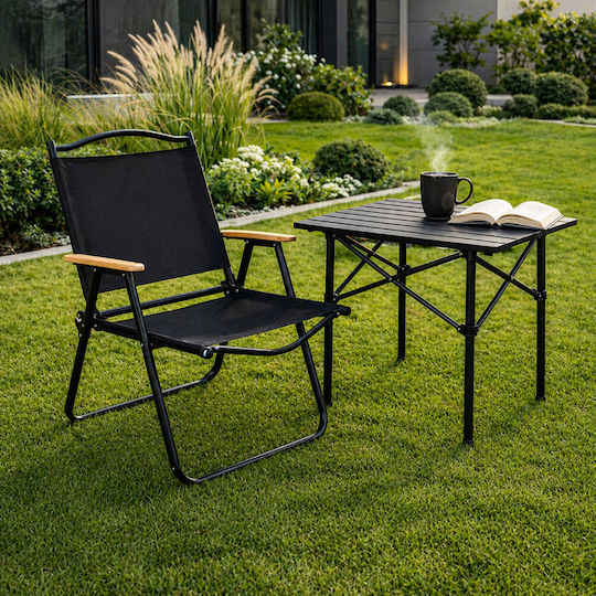 Outdoor Chair Metallic Black 75.5x58.5x53.5 cm
