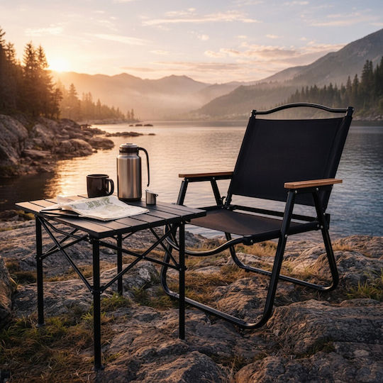 Outdoor Chair Metallic Black 75.5x58.5x53.5 cm