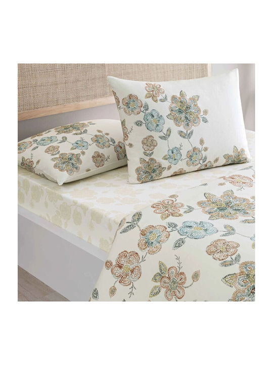 Tac Set Huse Pentru Pilote 100% Bumbac 200x220cm Dublu Cu 2 Fețe De Pernă & 1 Cearceaf Pastel Floral