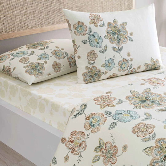 Tac Σετ Παπλωματοθήκη Βαμβακερή 200x220cm Διπλή με 2 Μαξιλαροθήκες & 1 Σεντόνι Pastel Floral