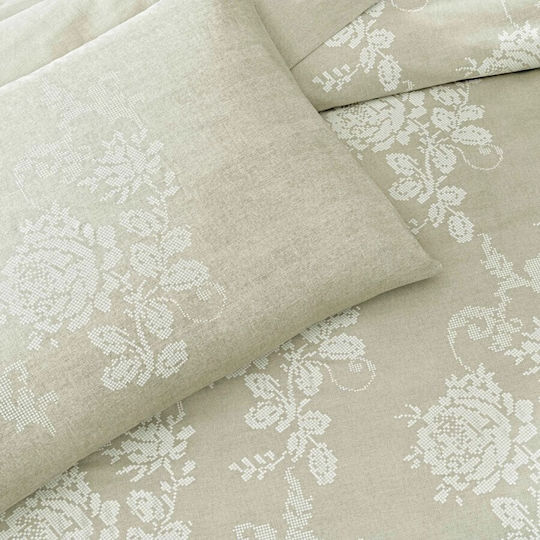 Tac Set Huse Pentru Pilote 200x220cm Dublu Cu 2 Fețe De Pernă & 1 Cearșaf Beige