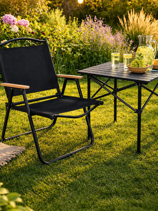 Scaun De Exterior Metalic Negru 75.5x58.5x53.5cm