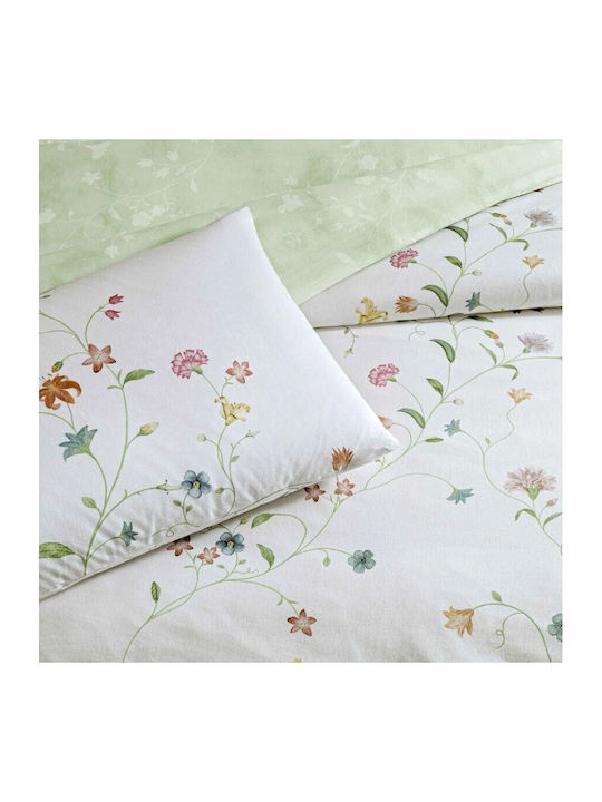 Tac Set Huse Pentru Pilote 200x220cm Duble Cu 2 Fețe De Pernă Și 1 Cearceaf Model Floral Cu Crini Și Garofițe