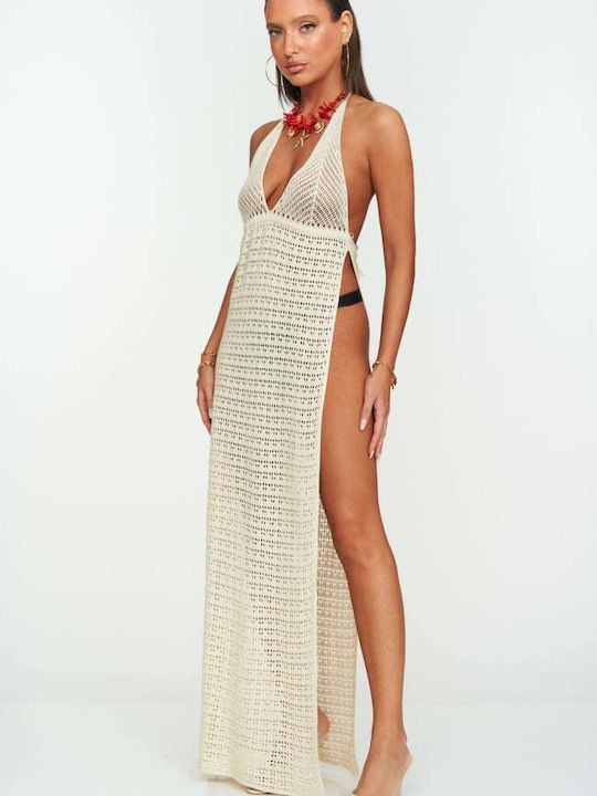 Decoro Damen Maxi Strandkleid Beige
