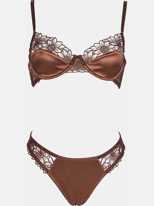 Decoro Women's Underwear Sets with Brown Slip