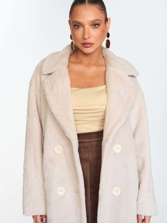 Long Women's Fur Beige