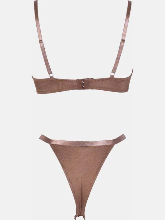 Decoro Women's Underwear Sets with Brown Slip