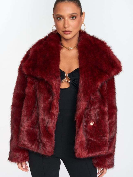 Short Women's Furs Burgundy