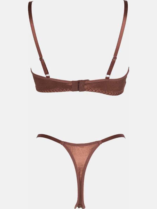 Decoro Women's Underwear Sets with Brown Slip