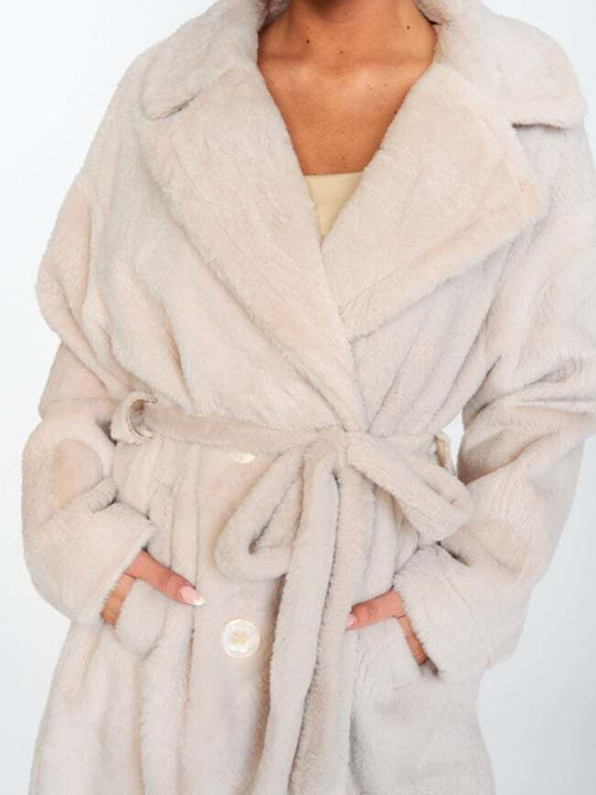 Long Women's Fur Beige