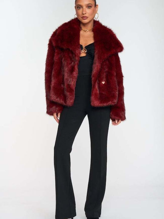 Short Women's Furs Burgundy
