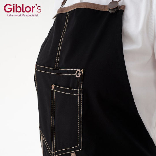 Giblor's Ποδιά Σεφ / Σερβιτόρου / Barista / Bartender Ολόσωμη Μαύρη