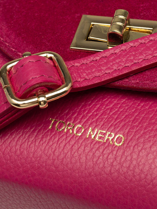 Leder Damen Schultertasche Fuchsie
