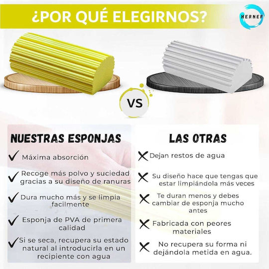 Foam Sponges for Dust Collection and Window Cleaning Grey Yellow