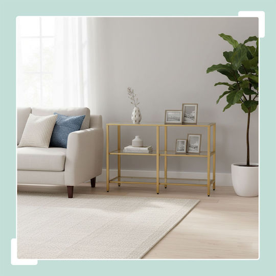 Metal Console Table with Glass Top Gold/Transparent L100xW30xH73cm