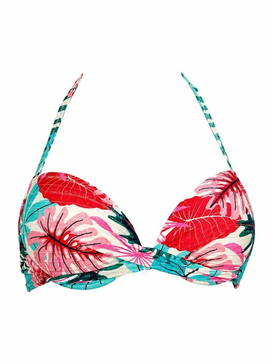 Set Bikini Push Up Brazil Floral Green Glitter C-6225 Green