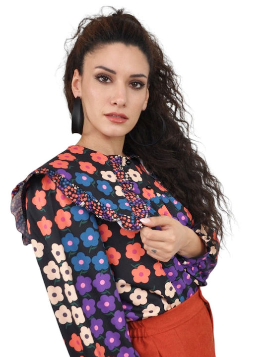 Long Sleeve Women's Shirt Multicolour Floral