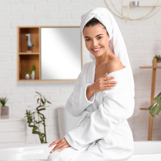 Relaxdays Огледало за баня с шкаф 45x20 см бежов