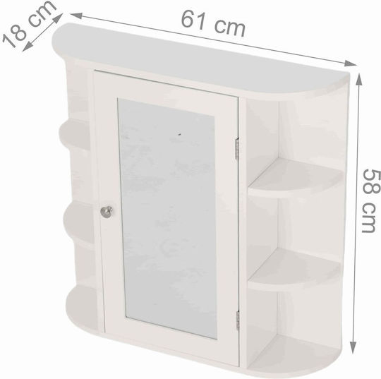 Relaxdays Badezimmerspiegel mit Schrank 58x61cm Weiß