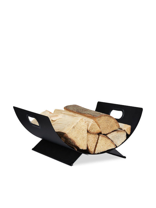Relaxdays Μεταλλικό Καλάθι Αποθήκευσης Ξύλων 18.5x40.5x33cm Μαύρο