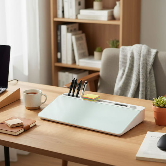 Relaxdays Desk Organizer 5 Compartments White 5.5x40x18cm