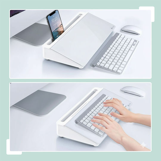 Relaxdays Desk Organizer 5 Compartments White 5.5x40x18cm