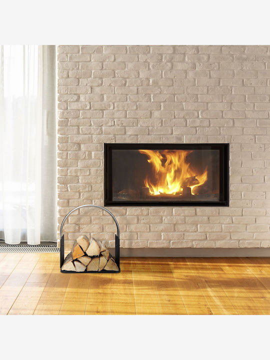 Relaxdays Coș Metalic De Depozitare Lemne 43.5x40.5x30cm Negru