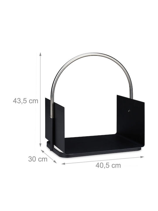 Relaxdays Coș Metalic De Depozitare Lemne 43.5x40.5x30cm Negru