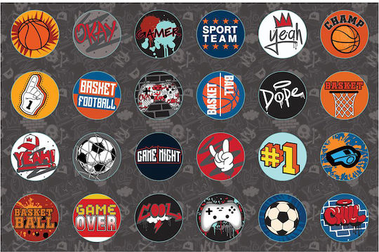 Must Team Drawing Pad Gamer Sports 23x33 Cm 40 Sheets Stickers & Stencils 2 Designs 1 Piece
