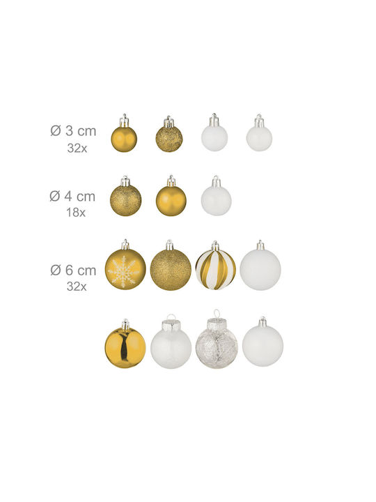 Set 101 Globuri De Crăciun Relaxdays Albe Aurii Argintii Dimensiuni Asortate 19x2.5x20 Cm